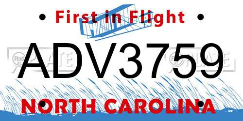 ADV3759 North Carolina License Plate