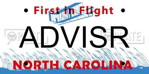 ADVISR North Carolina License Plate