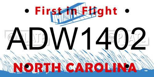 ADW1402 North Carolina License Plate