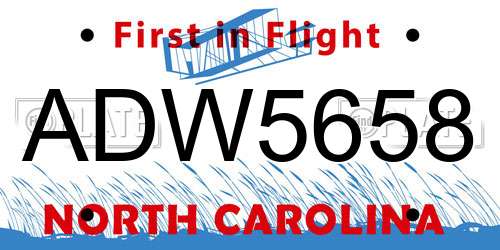 ADW5658 North Carolina License Plate