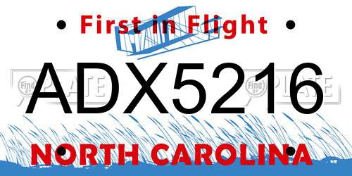 ADX5216 North Carolina License Plate