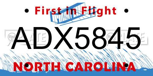 ADX5845 North Carolina License Plate