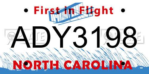 ADY3198 North Carolina License Plate