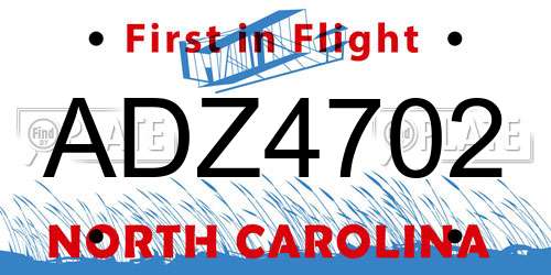 ADZ4702 North Carolina License Plate