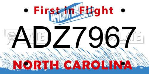 ADZ7967 North Carolina License Plate