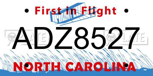 ADZ8527 North Carolina License Plate