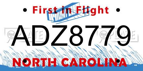 ADZ8779 North Carolina License Plate
