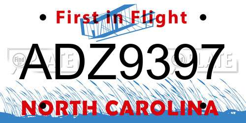 ADZ9397 North Carolina License Plate