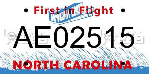 AE02515 North Carolina License Plate