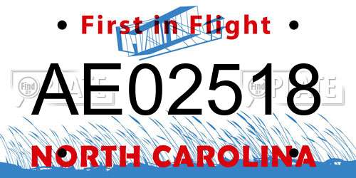 AE02518 North Carolina License Plate