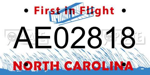 AE02818 North Carolina License Plate