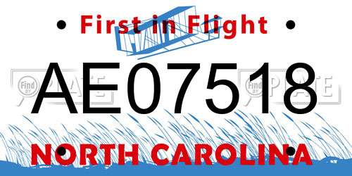 AE07518 North Carolina License Plate