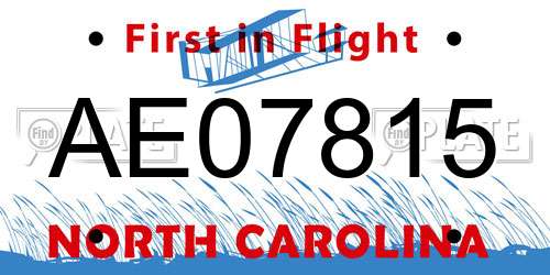 AE07815 North Carolina License Plate