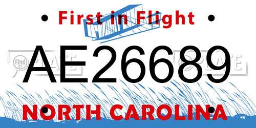 AE26689 North Carolina License Plate