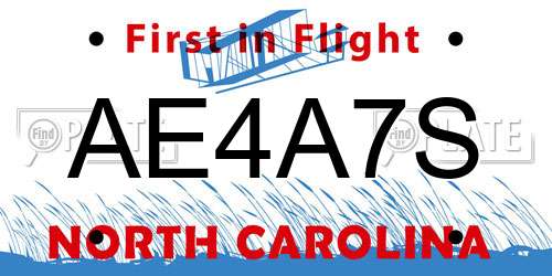 AE4A7S North Carolina License Plate