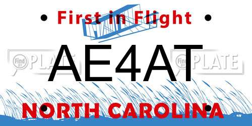 AE4AT North Carolina License Plate