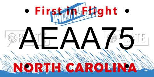 AEAA75 North Carolina License Plate