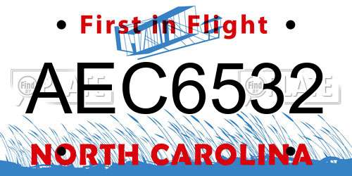 AEC6532 North Carolina License Plate