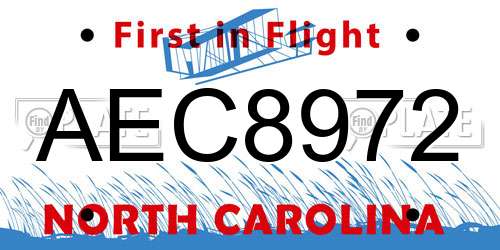 AEC8972 North Carolina License Plate
