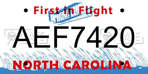 AEF7420 North Carolina License Plate