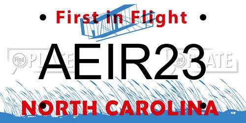 AEIR23 North Carolina License Plate