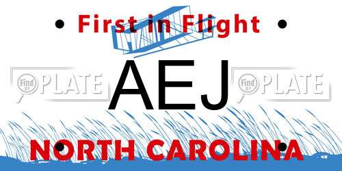 AEJ North Carolina License Plate