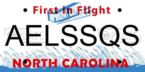 AELSSQS North Carolina License Plate