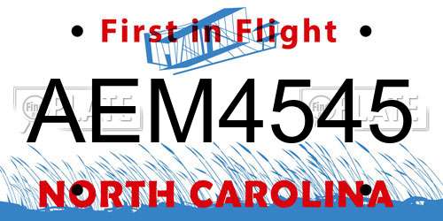AEM4545 North Carolina License Plate