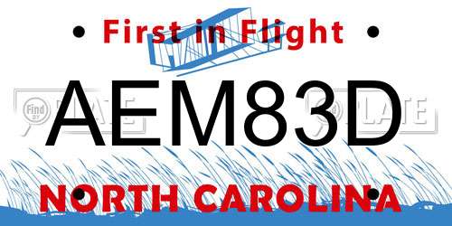 AEM83D North Carolina License Plate