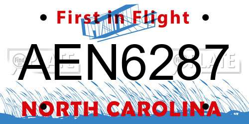 AEN6287 North Carolina License Plate