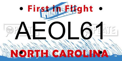 AEOL61 North Carolina License Plate