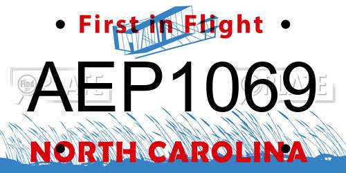 AEP1069 North Carolina License Plate