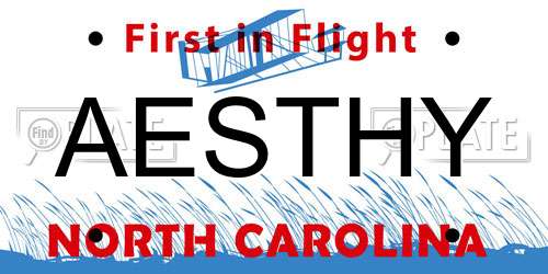 AESTHY North Carolina License Plate