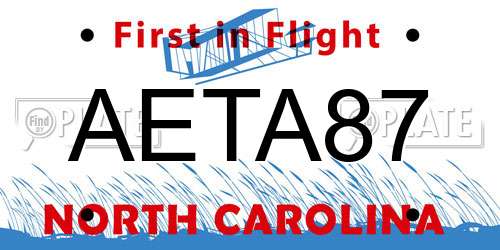 AETA87 North Carolina License Plate