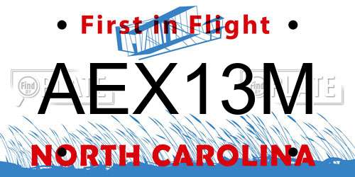 AEX13M North Carolina License Plate