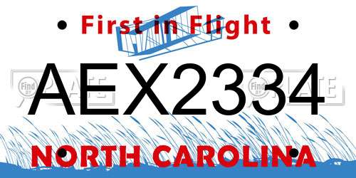 AEX2334 North Carolina License Plate