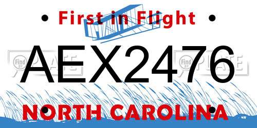 AEX2476 North Carolina License Plate