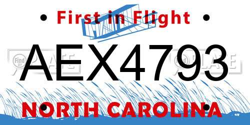AEX4793 North Carolina License Plate