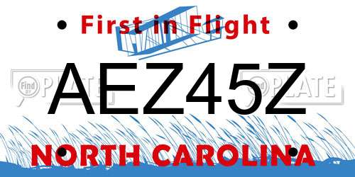 AEZ45Z North Carolina License Plate