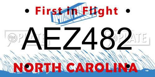 AEZ482 North Carolina License Plate