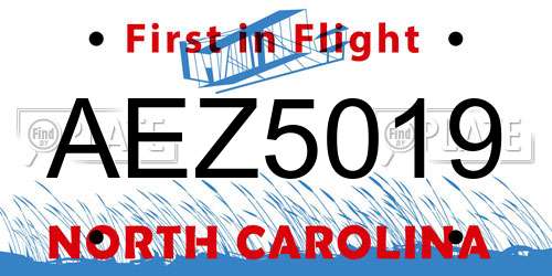 AEZ5019 North Carolina License Plate