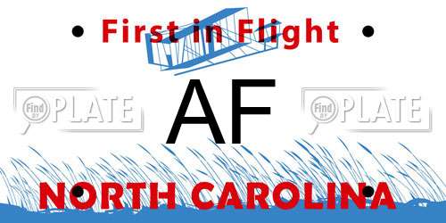AF North Carolina License Plate