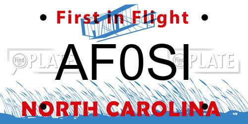 AF0SI North Carolina License Plate