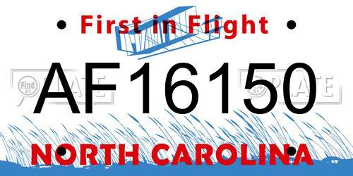 AF16150 North Carolina License Plate