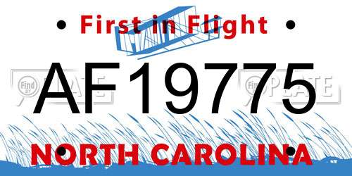 AF19775 North Carolina License Plate