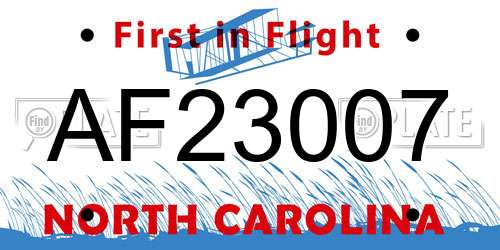 AF23007 North Carolina License Plate