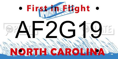AF2G19 North Carolina License Plate
