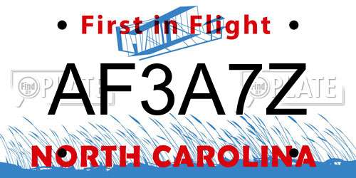 AF3A7Z North Carolina License Plate