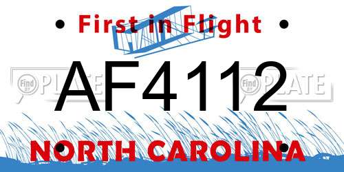 AF4112 North Carolina License Plate
