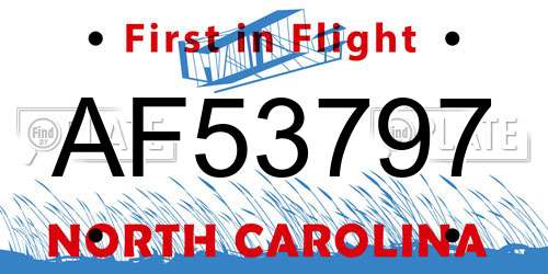 AF53797 North Carolina License Plate